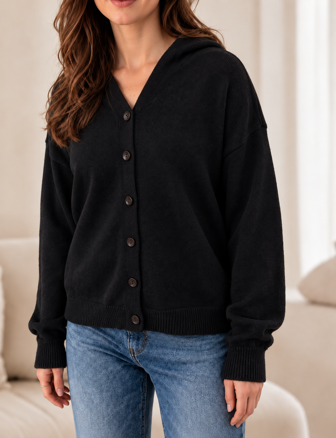 Cozy Haven Button Front Hooded Cardigan