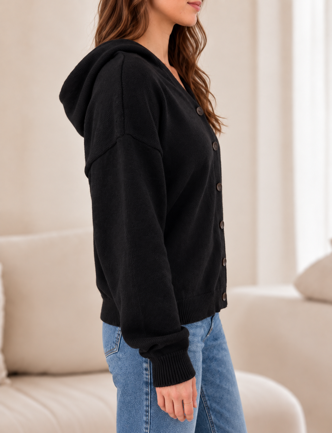 Cozy Haven Button Front Hooded Cardigan