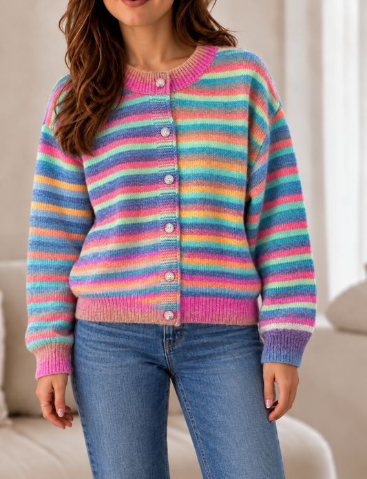 Multi Colored button up cardigan-Dec Delivery