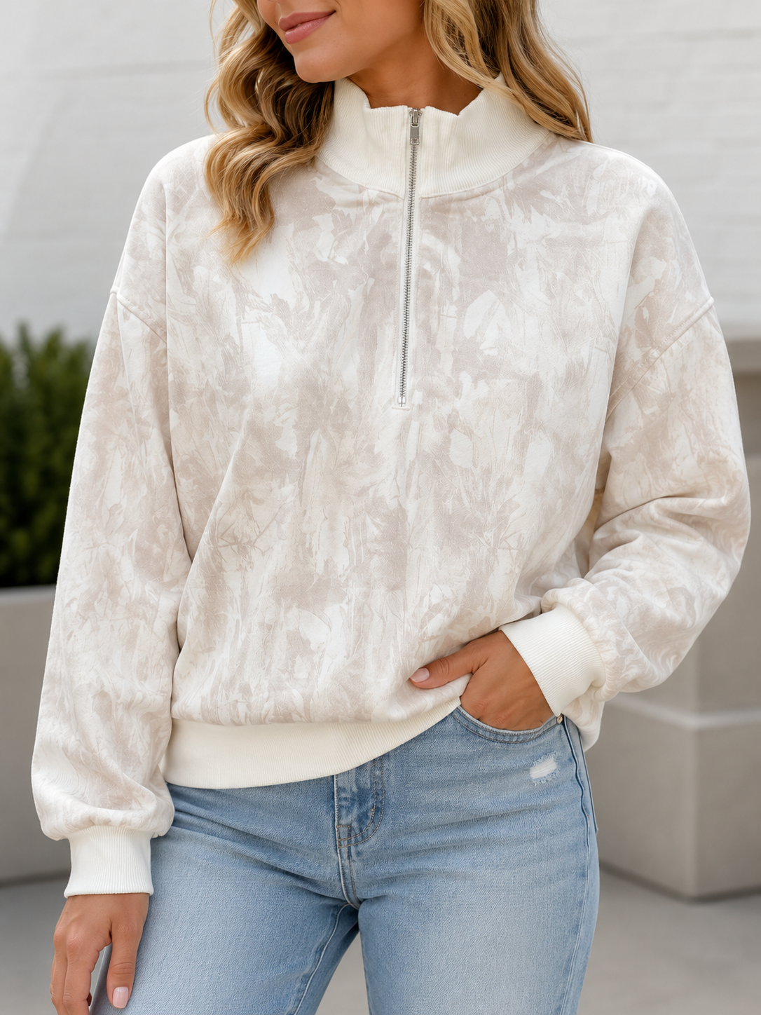 Botanical Print Quarter-Zip